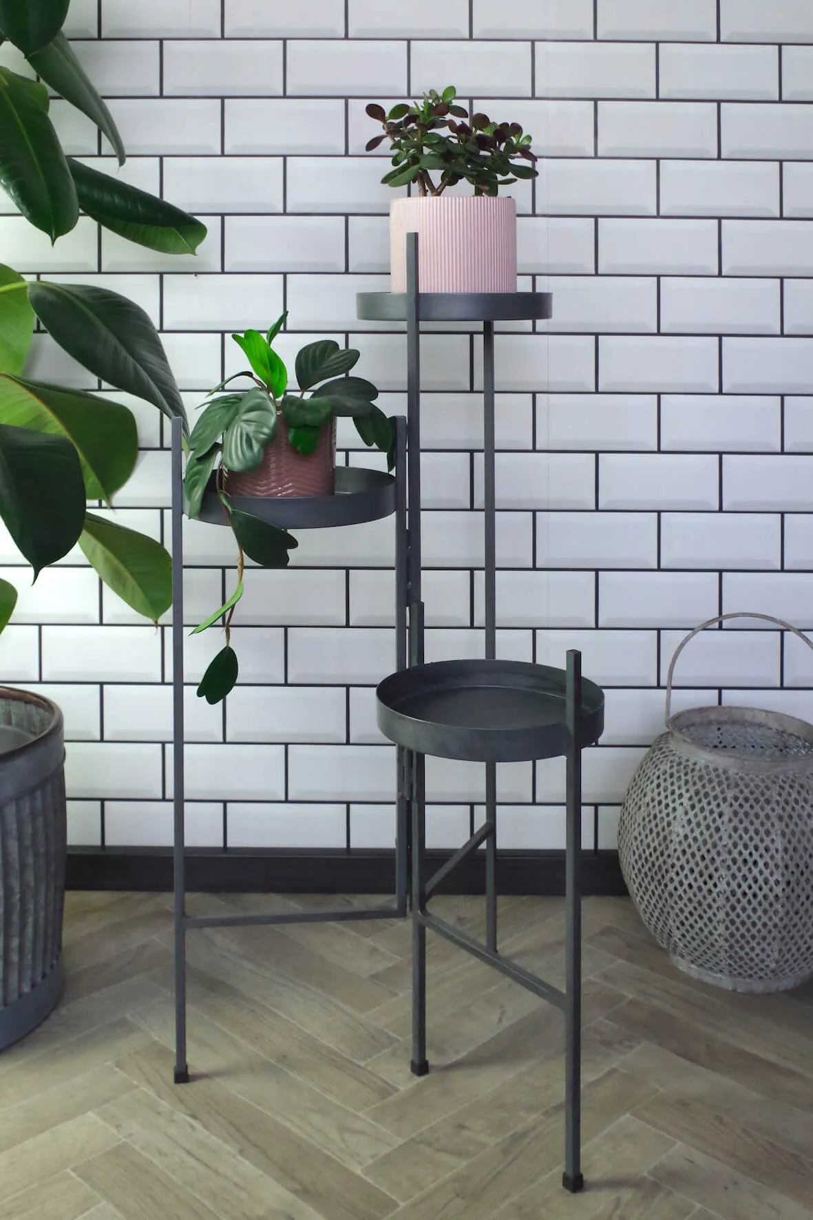 Tiered Metal Plant Stand - Vintage Grey