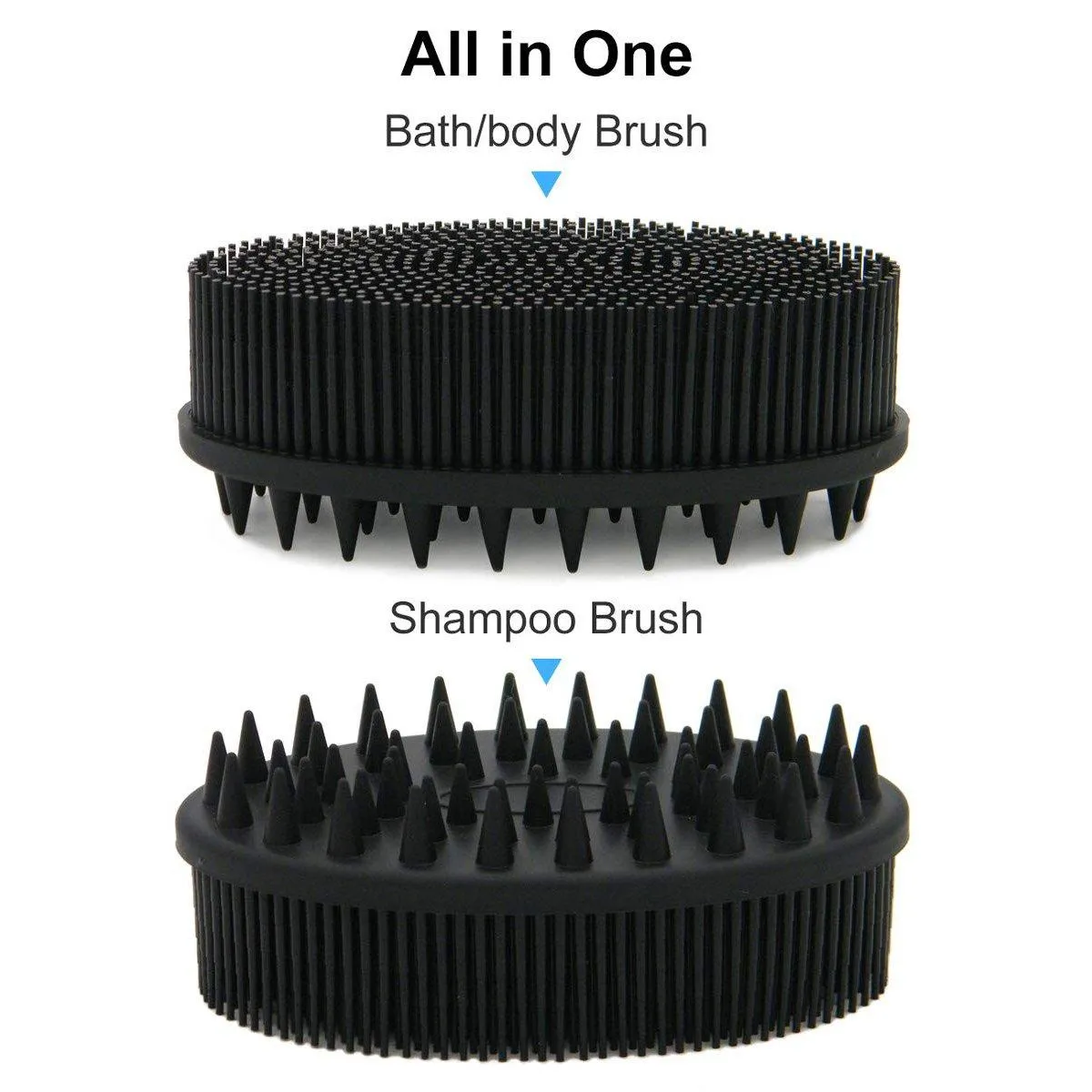 Upgrade Silicone Body Scrubber and Hair Shampoo Brush