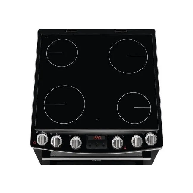 Zanussi ZCV66078XA 60cm Electric Double Oven with Ceramic Hob Stainless Steel Black